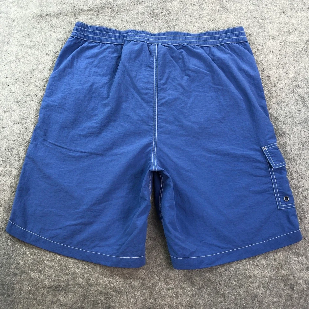 Polo Ralph Lauren Men Swim Trunks L Blue Cargo Pocket Drawstring Contrast Stitch